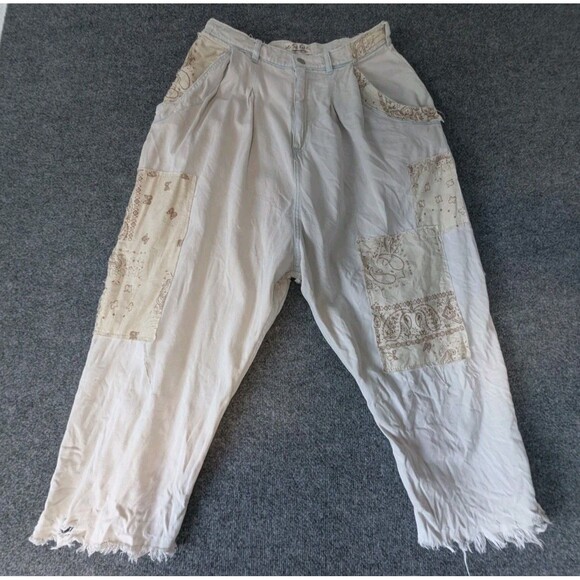 We The Free People North Star Patched Harem Wide Leg Pants Jeans Women's Size 28 - Picture 1 of 12